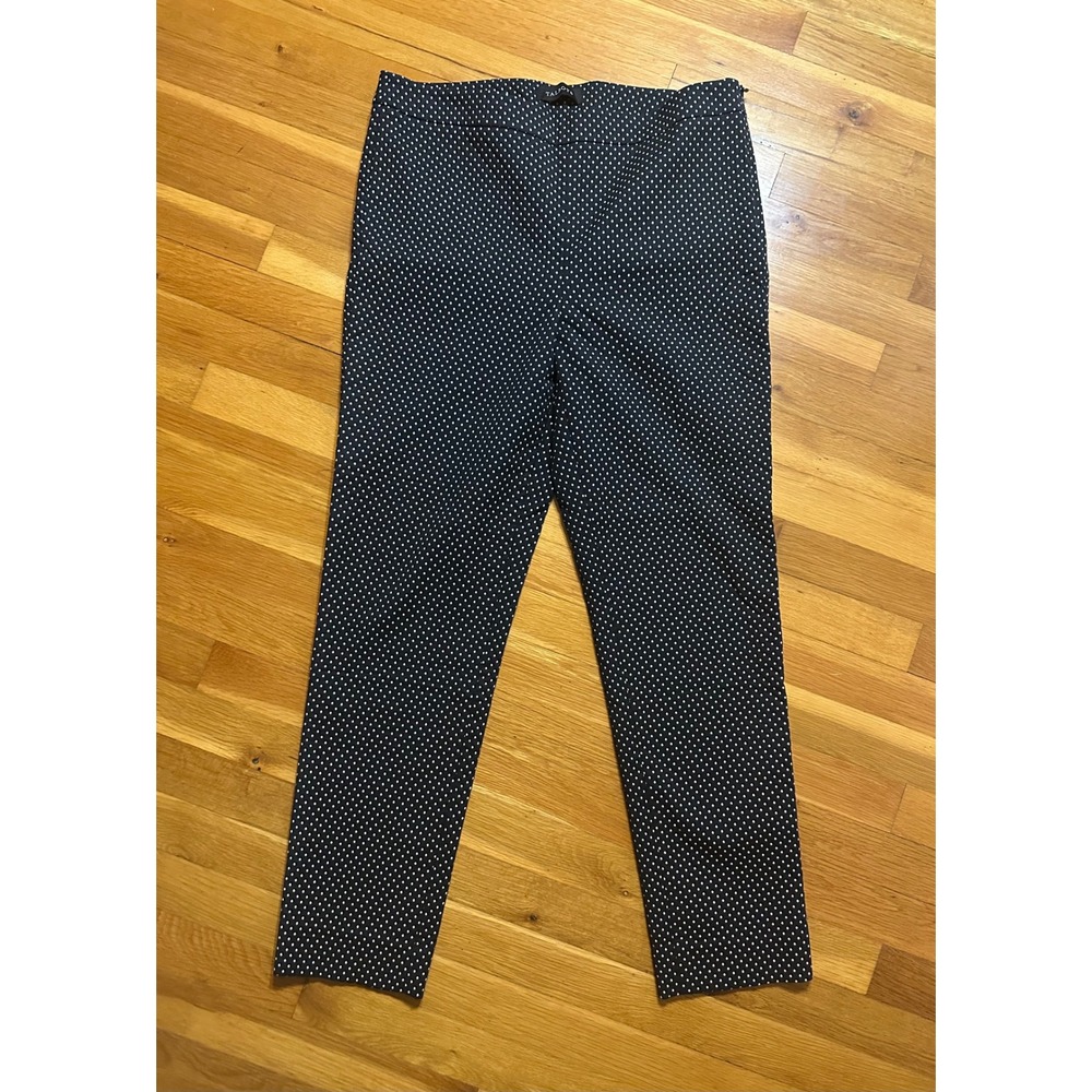 Talbots Chatham Ankle Pants Womens 10‎ Black White Polka Dot Side Zip Stretch